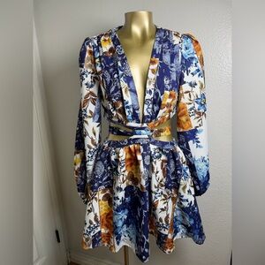 L'ATISTE Cut Out Short Dress in Patchwork Floral S